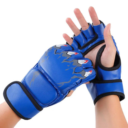 Boxing Gloves Taekwondo Sparring Gear Gloves Half Finger Adjustable Mitts Wrist Support For Kickboxing Cage Fighting Punching