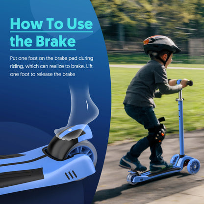 SEJOY Foldable Children Scooter Adjustable Height Kick  3 Wheel Scooter with Flash Wheels  Scooter for 3-12 Year Kids Gift