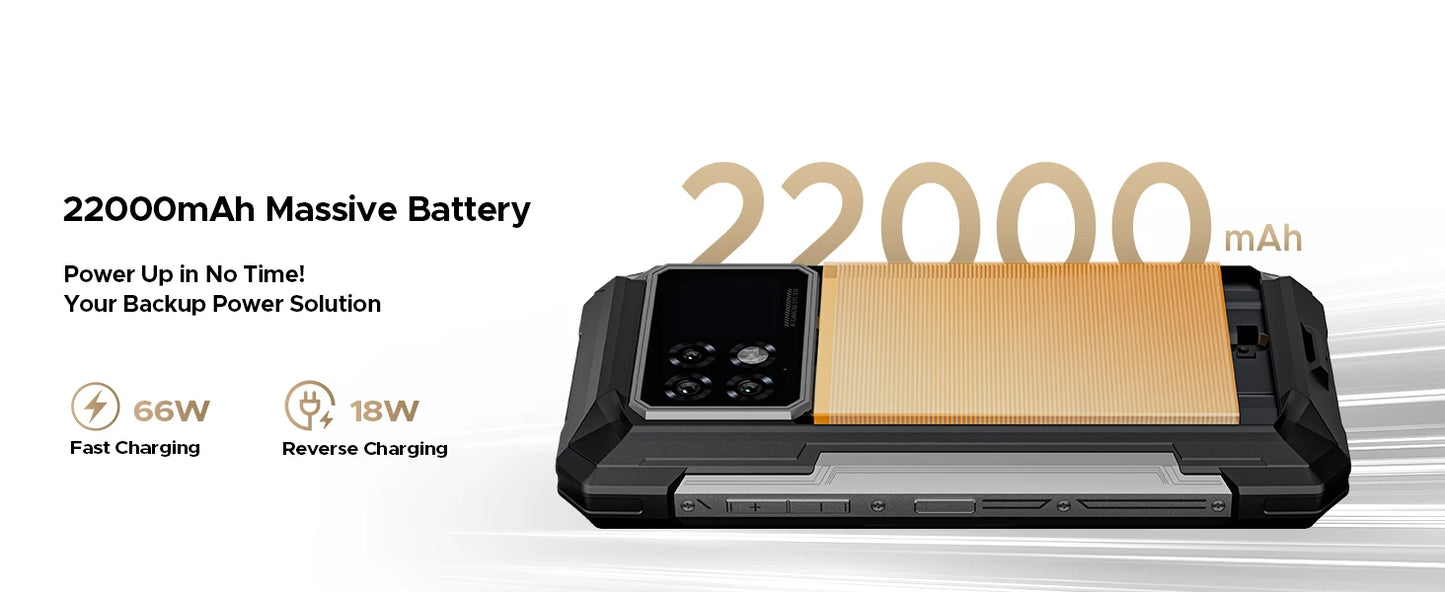 DOOGEE S200 Max 5G Rugged Phone Dual light Flashlight 16GB 512GB 22000mAh 66W 1.32" Rear Display 6.72” 120Hz NFC Smartphone