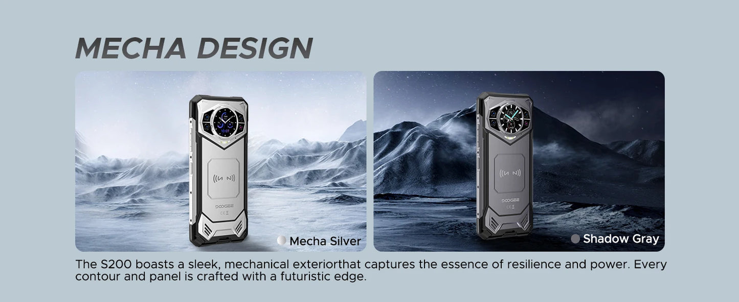 DOOGEE S200 5G Rugged Phone 1.32" Rear Display 12GB 256GB 6.72" 120Hz 100MP AI Main Camera 10100mAh Battery 33W Smartphone
