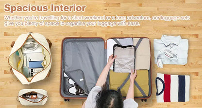 Kono  Fashion Luggage Set, Lightweight ABS Hard Shell Trolley Suitcases with TSA Lock, 4 Spinner Wheels (2/3/4/6 Pcs Set)