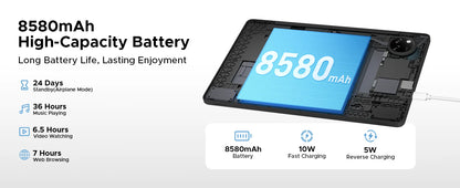 DOOGEE Tab A9 Pro+ Tablet PC Android 15 Dual Speakers 11'' Screen 30GB (6GB+24GB) 128GB 8580mAh Battery Widevine L1 Smart Pad