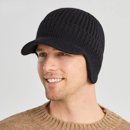 Outdoor Thickened Wool Knitted Hat Cap with Ear Protection - Windproof & Warm for Cycling and Hiking