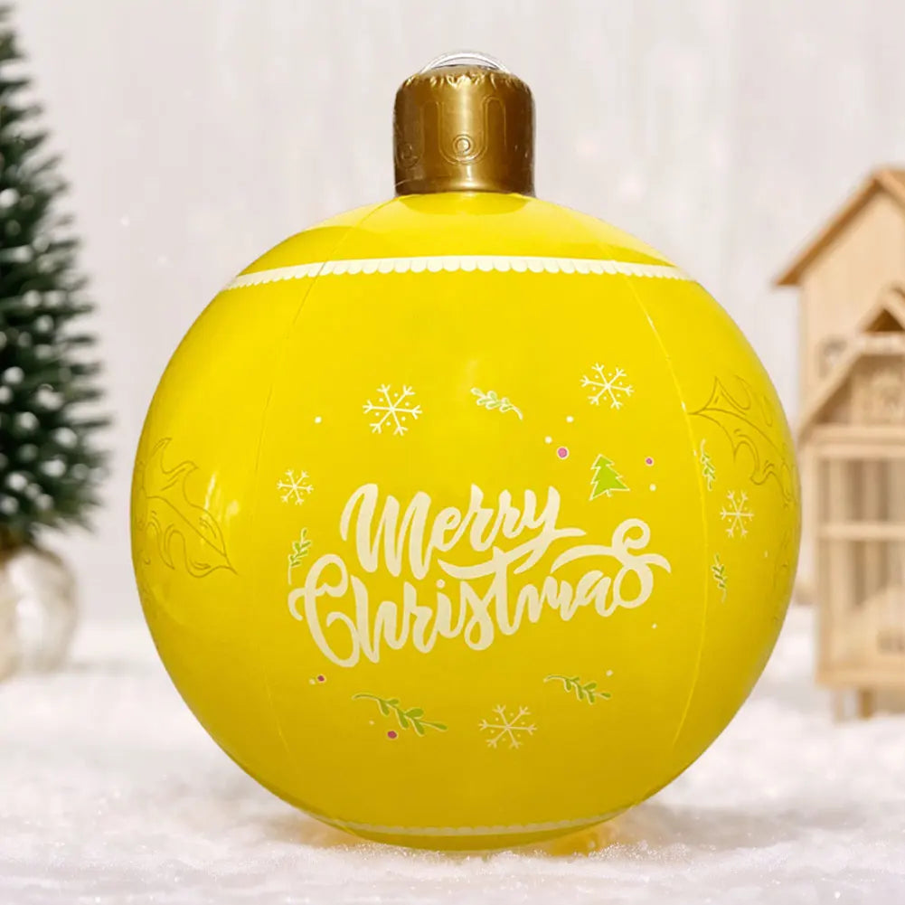 24 Inch PVC Inflatable Christmas Ball Large Outdoor Decorated Ball New Years Christmas Ornaments Holiday Decor