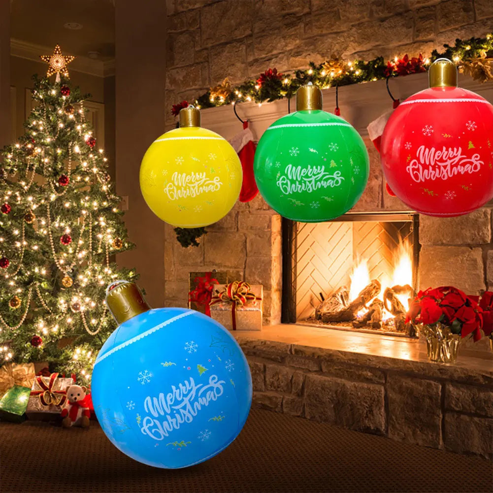 24Inch PVC Inflatable Christmas Ball 60cm Christmas Inflatable Ball Ornament Outdoor Xmas Tree Decoration Holiday Party Supplies