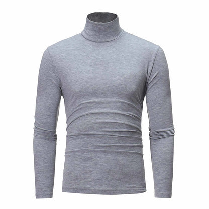Men's Solid Color High Neck Long Sleeve Basic Top Turtleneck Slim Pullover Sweater Blouse Top