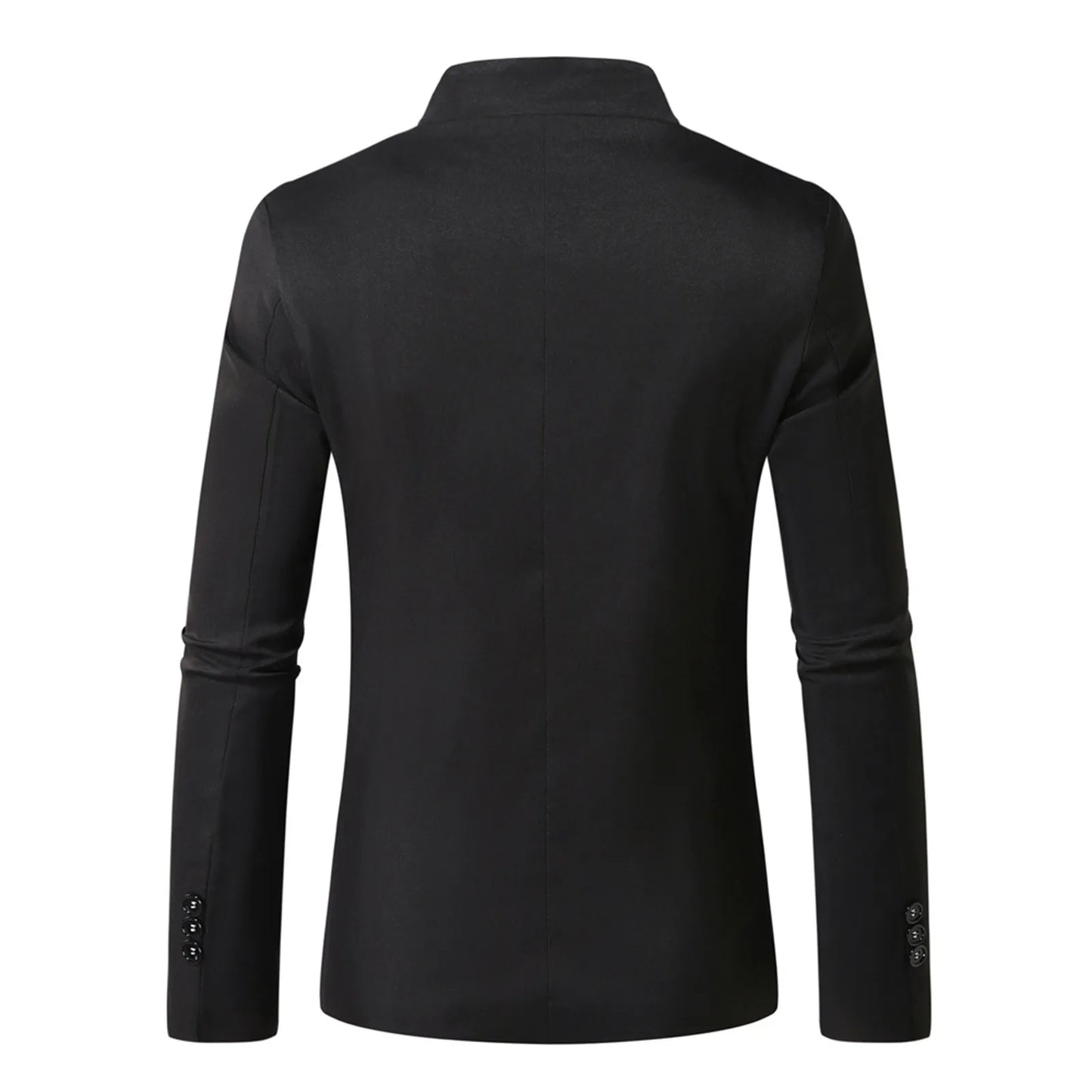 Men's Elegant Solid Color Stand Collar Long Sleeve Single Breasted Suit Fashion Skinny Formal Occasion Clothing