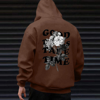 Unisex Fall Harajuku Style Embroidered Streetwear Long Sleeve Baggy Hooded Sweatshirt Fashion Casual Comfy Pullover Hoodies