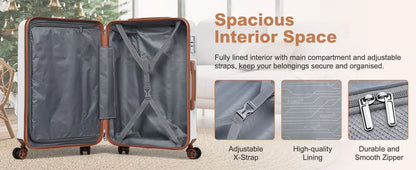 Kono  Fashion Luggage Set, Lightweight ABS Hard Shell Trolley Suitcases with TSA Lock, 4 Spinner Wheels (2/3/4/6 Pcs Set)