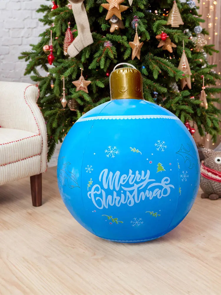 24 Inch PVC Inflatable Christmas Ball Large Outdoor Decorated Ball New Years Christmas Ornaments Holiday Decor