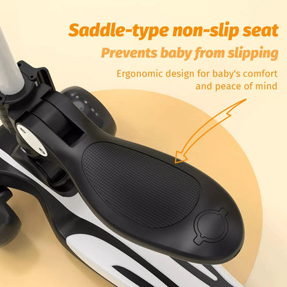 Sejoy Toddler Kick Scooter for Kids Childrens Foldable Seat Outside Bike Toy Scooter with Adjustable Height/Handlebars