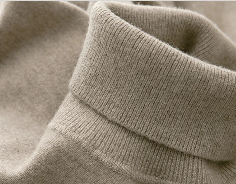 100% Cashmere Wool Men's Turtleneck Knit Sweater 2024 Autumn Winter High Collar Warm Jumper Men Turtle Neck Knitted Pullover