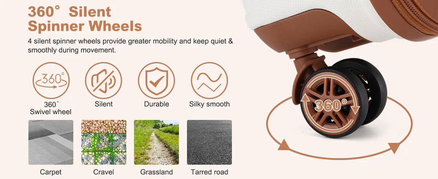 Kono  Fashion Luggage Set, Lightweight ABS Hard Shell Trolley Suitcases with TSA Lock, 4 Spinner Wheels (2/3/4/6 Pcs Set)