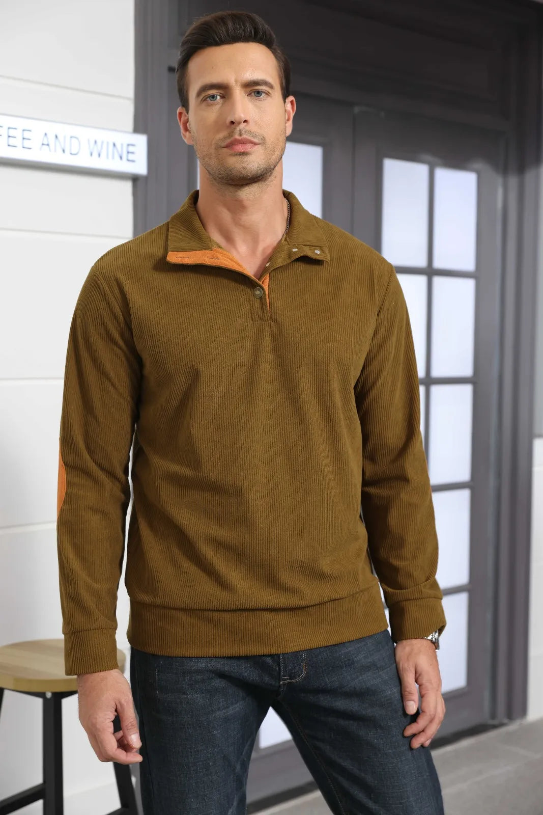 Spring And Autumn Korean Version Fashionable Streetwear Top Men's Outdoor Casual Standing Collar Long-sleeved Sweater