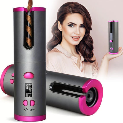 Automatic Curling Iron Portable Hair Straightener Electric Styling Rotating Anti-Flame Design Professional Hair Curler USB Charg