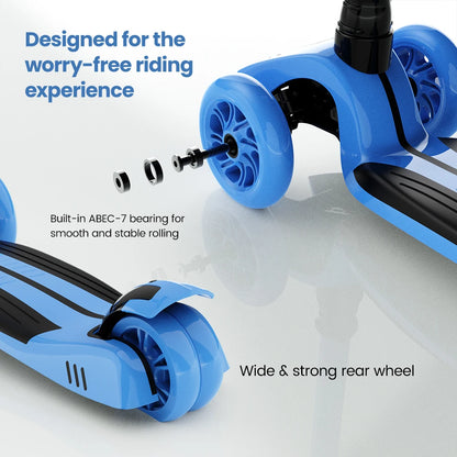 Sejoy Toddler Kick Scooter for Kids Childrens Foldable Seat Outside Bike Toy Scooter with Adjustable Height/Handlebars