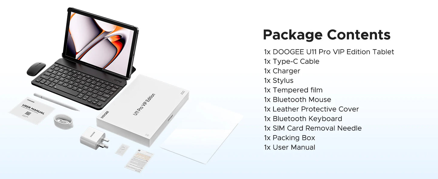 DOOGEE U11 Pro 2in1 PC Tablet Android 15 30GB(6+24) 256GB 11" 8580mAh Battery Dual Speakers Unisoc T7200 Widevine L1 Tablet