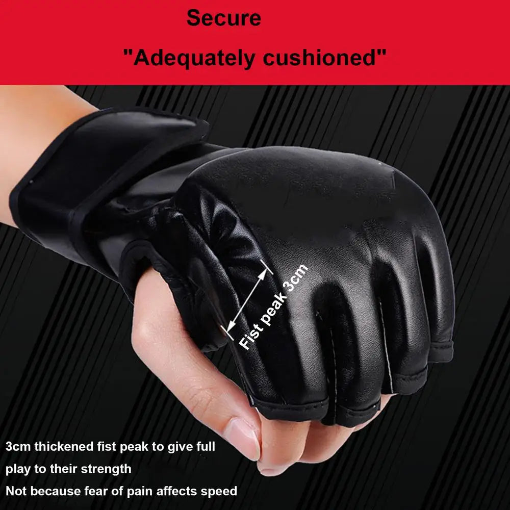 Boxing Gloves Taekwondo Sparring Gear Gloves Half Finger Adjustable Mitts Wrist Support For Kickboxing Cage Fighting Punching