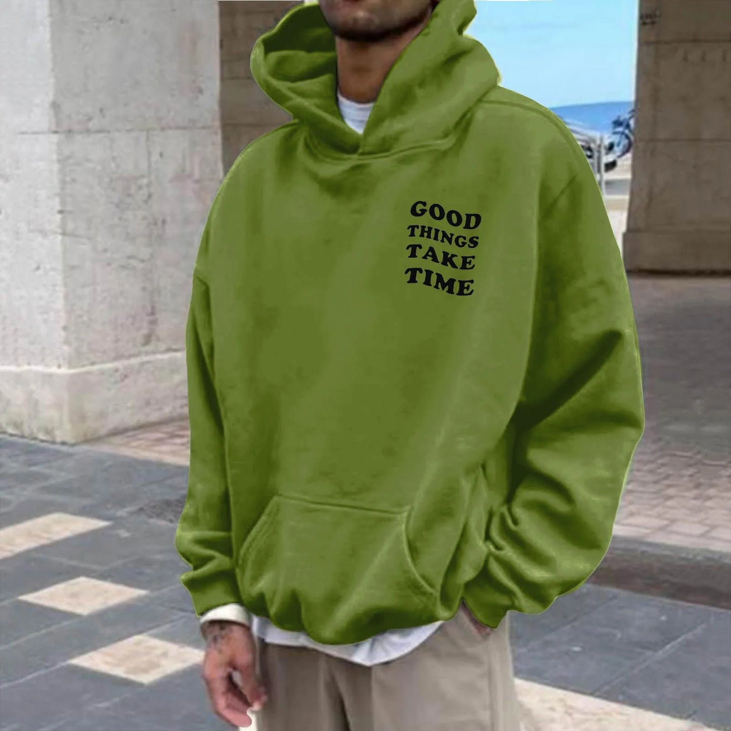 Unisex Fall Harajuku Style Embroidered Streetwear Long Sleeve Baggy Hooded Sweatshirt Fashion Casual Comfy Pullover Hoodies