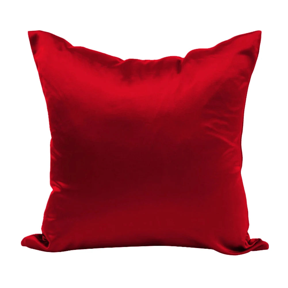Satin Silk Chair Cushion Sleeve Fashion Glossy Throw Pillowcase Solid Color Hidden Zipper Home Textile Bedroom Decoration