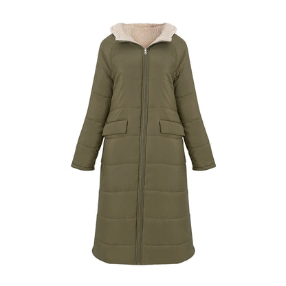 Tieker solid color mid-length hooded cotton coat double-sided women's coat casual winter warm jacket slim cotton coat