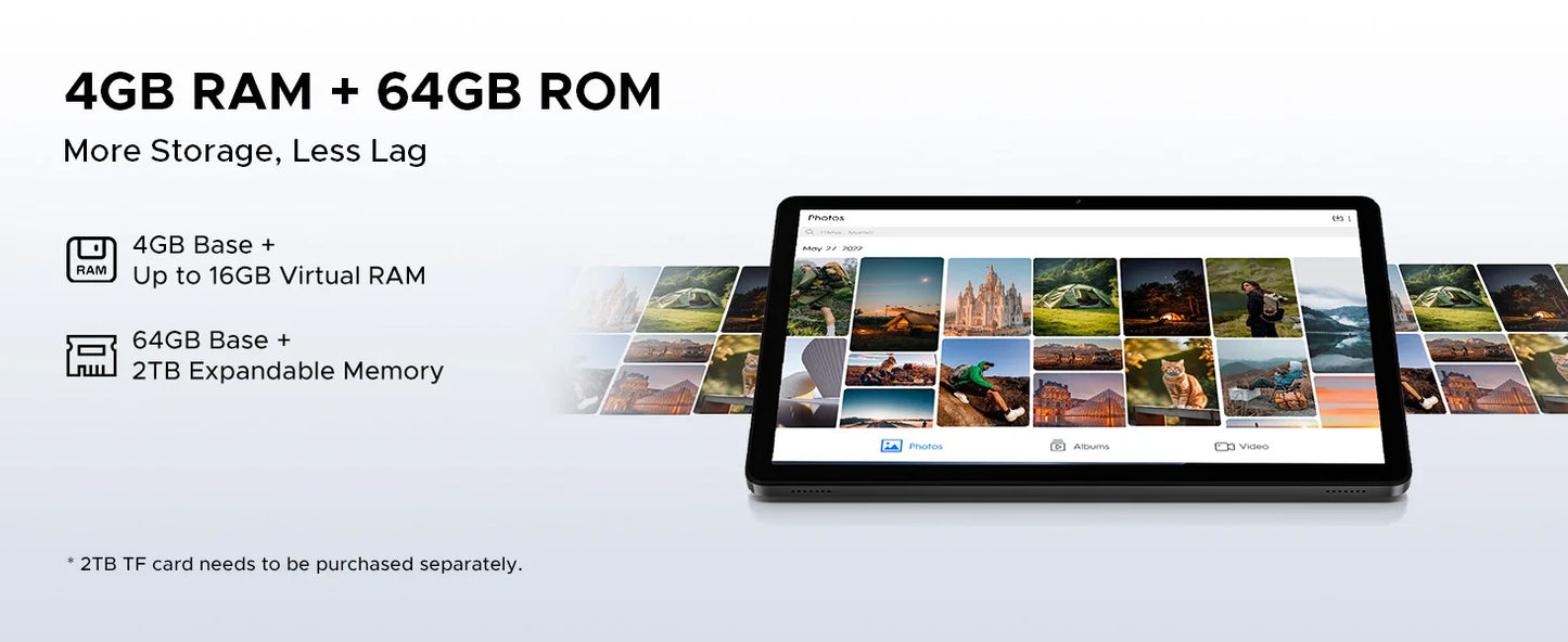 DOOGEE Tab A9+ 2 IN 1 Smart Tablet PC Android 15 11'' Display 20GB RAM(4+16) 64GB ROM 8580mAh Battery Dual Speakers Widevine L1