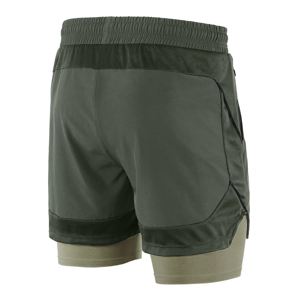 Lixada Men 2 in 1 Running Shorts Quick Drying Breathable Active Training Exercise Jogging Marathon Cycle Shorts