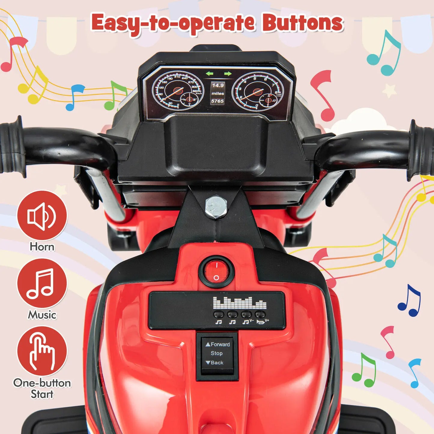 DORTALA Kids Ride-on Motorcycle 6V Battery Powered Motorbike Toddler Electric Dirt Bike