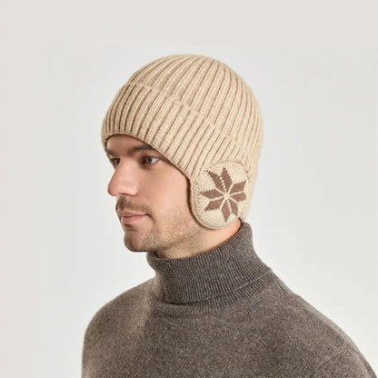 Men's Winter Warm Knitted Woolen Hat with Thickened Design for Outdoor Cycling and Ear Protection