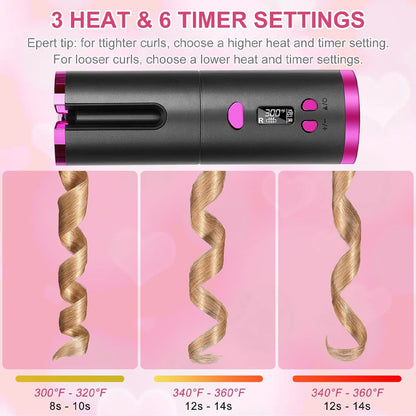 Automatic Curling Iron Portable Hair Straightener Electric Styling Rotating Anti-Flame Design Professional Hair Curler USB Charg
