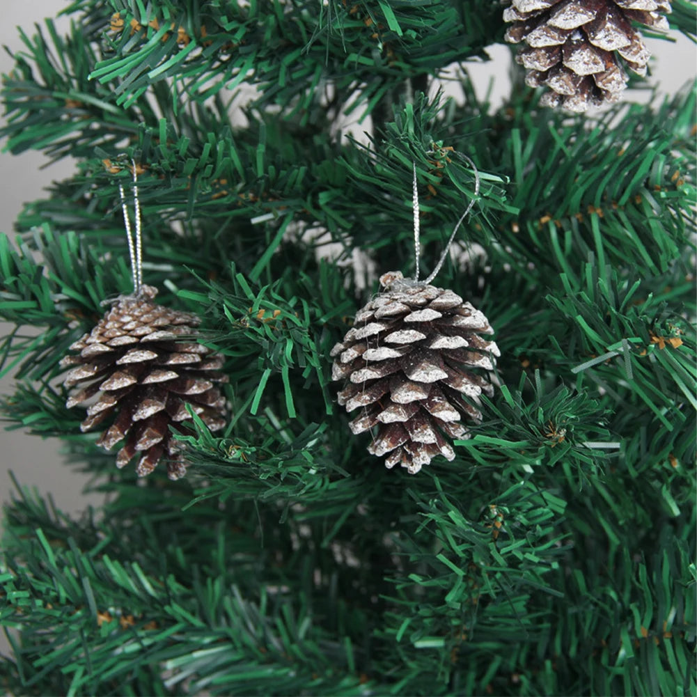 30 Pcs Christmas Decorative Pine Cone Pendants Natural Pine Cone White Paint Dyed Pine Cone Christmas Tree Ornaments