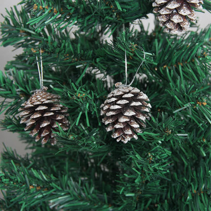 30 Pcs Christmas Decorative Pine Cone Pendants Natural Pine Cone White Paint Dyed Pine Cone Christmas Tree Ornaments