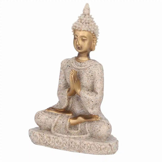 Meditating Seated Buddha Statue Exquisite Carving Figurine Craft for Home Study Room Office Table Decoration Ornament
