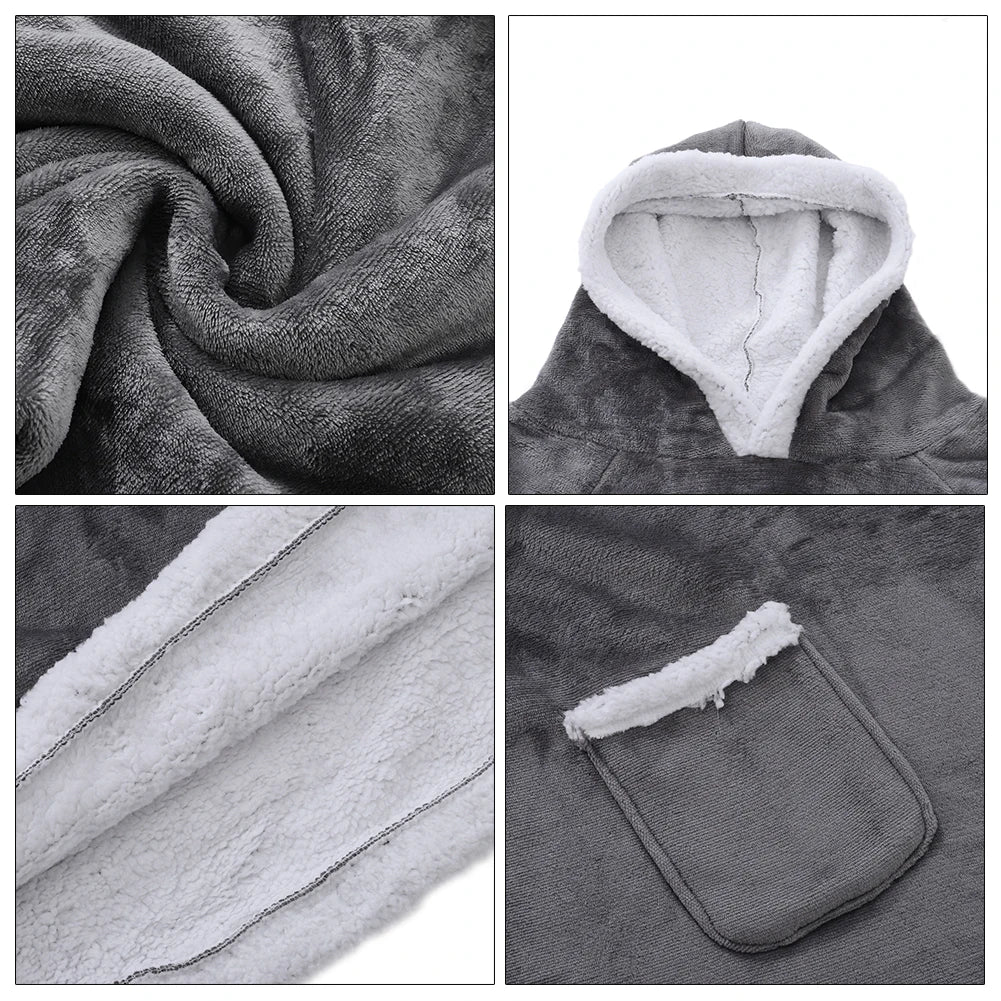 Modishion 2025 Extra Long Warm Wearable Blanket Hoodie Sofa Winter Plush Bathrobe Men's and Women's Sweater Home Clothes Pajamas
