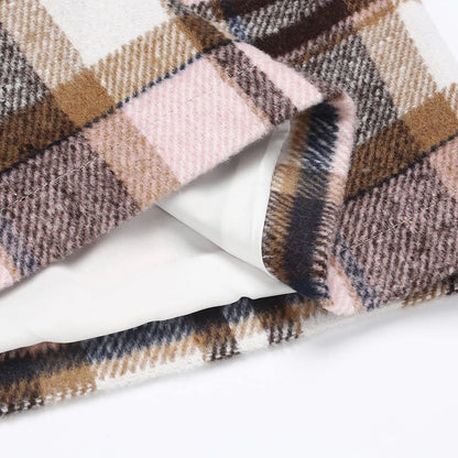 Plaid Half Length Skirt Women’s A-Line Solid Colour High Waist Min Dress Tight Skirt Single-breasted Corduroy Slim Skirt