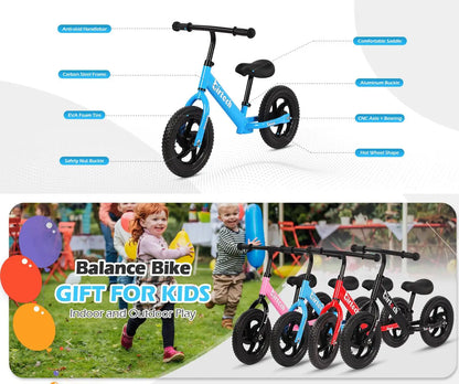 Balance Bike for 2,3,4 Years Old Light Weight No-Pedal Toddlers Walking Bicycle for Children Age 3-6 with Adjustable Handlebar