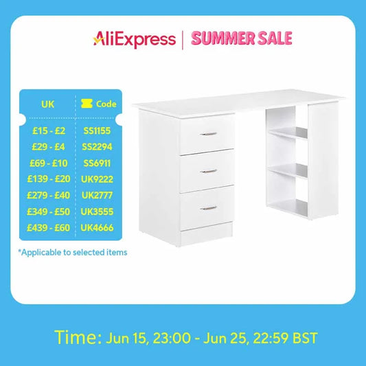 HOMCOM 120cm Computer Desk PC Table Workstation w/ 3 Shelf & Drawers Black