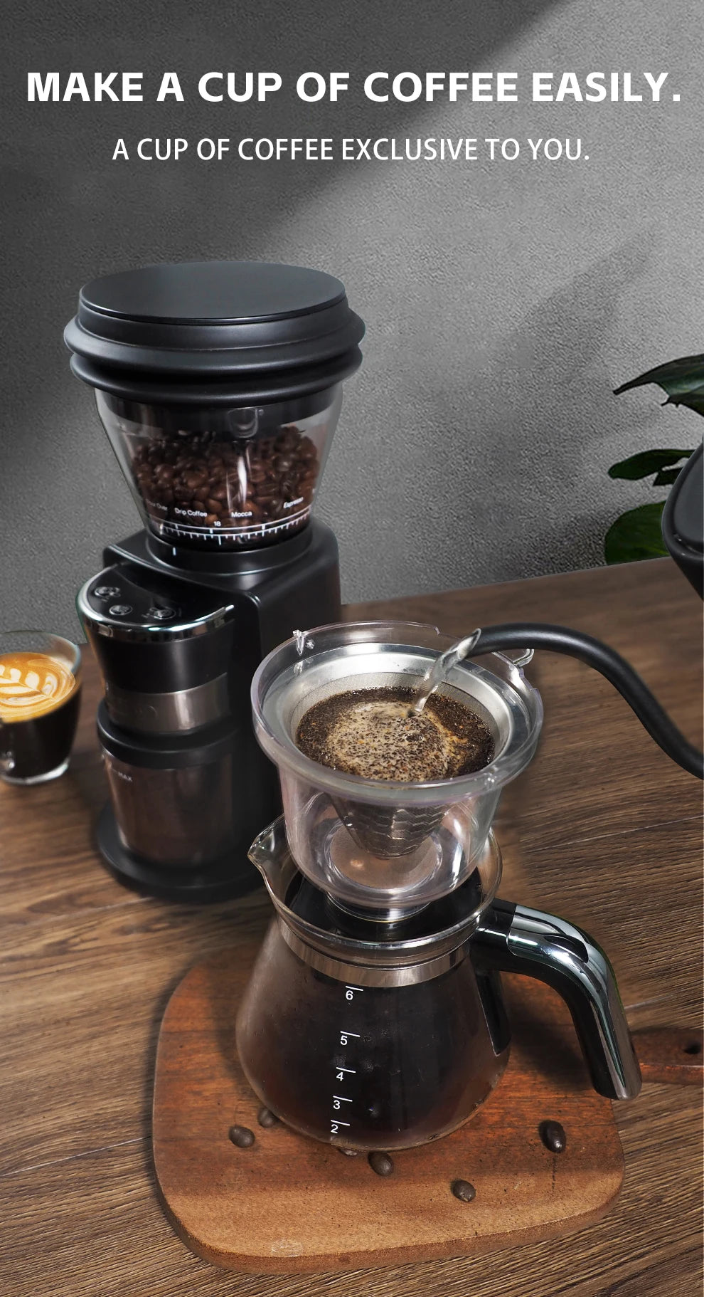 HiBREW Automatic Burr Mill Electric Coffee Grinder with 31 Gears for Espresso American Coffee Pour Over Visual Bean Storage G3