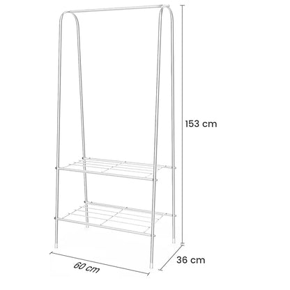 Double Rail Standing Clothes Rack Clothes Rail Shoes Rack Storage Shelf Wall Clothes Rack for Wardrobe Room Bedroom Living Room