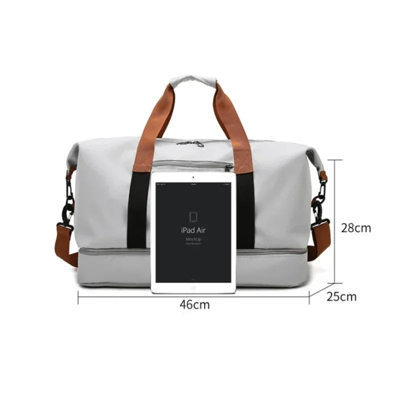 1 piece of 18.11 inch large capacity unisex men's and women's sports bag and travel bag, weekend sports travel bag with shoe com