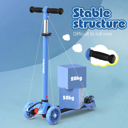 Sejoy Baby Scooter 2-8 Years with LED Wheels Adjustable Height Foldable Design & Dual Modes - Military-Grade Frame