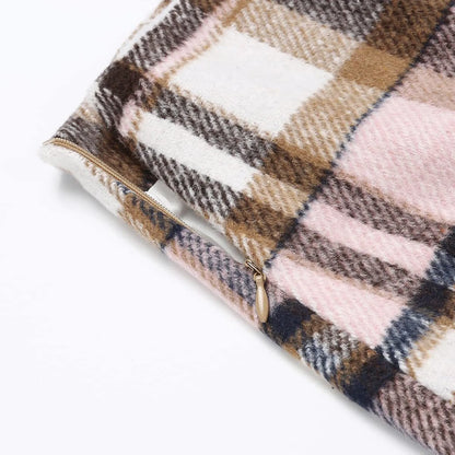 Plaid Half Length Skirt Women’s A-Line Solid Colour High Waist Min Dress Tight Skirt Single-breasted Corduroy Slim Skirt