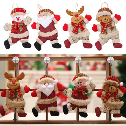 4PCS Christmas tree decoration snowman Santa Claus elk bear cloth doll Christmas doll pendant ornaments