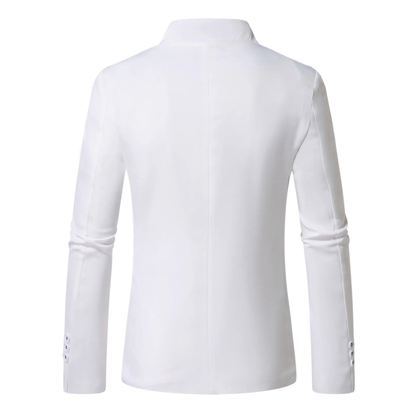 Men's Elegant Solid Color Stand Collar Long Sleeve Single Breasted Suit Fashion Skinny Formal Occasion Clothing