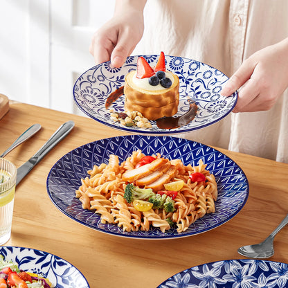 vancasso 12/24/36 Piece Chinese Blue and White Porcelain Plate Set Tableware Set with 4PCS Dinner Plate/Dessert Plate/Ceral Bowl