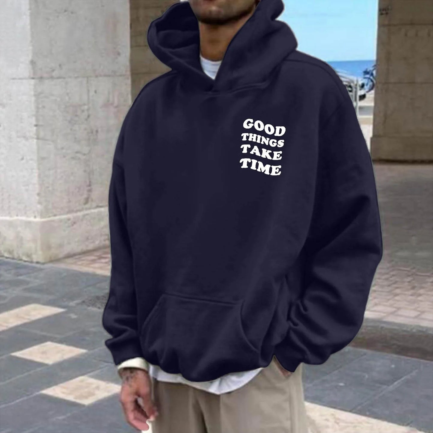 Unisex Fall Harajuku Style Embroidered Streetwear Long Sleeve Baggy Hooded Sweatshirt Fashion Casual Comfy Pullover Hoodies