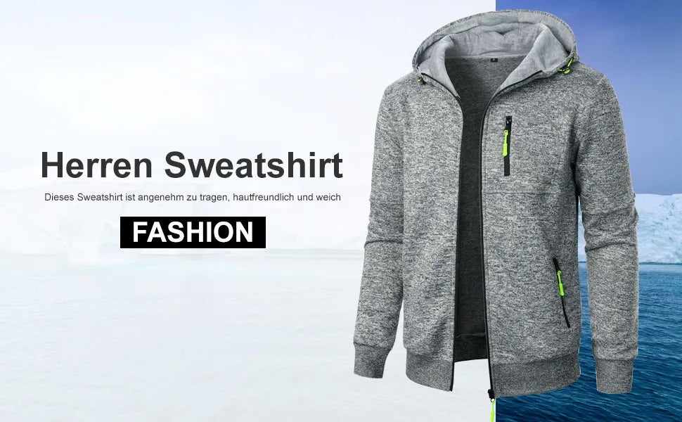 Spring And Fall Basic Breathable Sports Hooded Thin Regular Fit Comfy Zipper Cardigan Top Jacket For Man