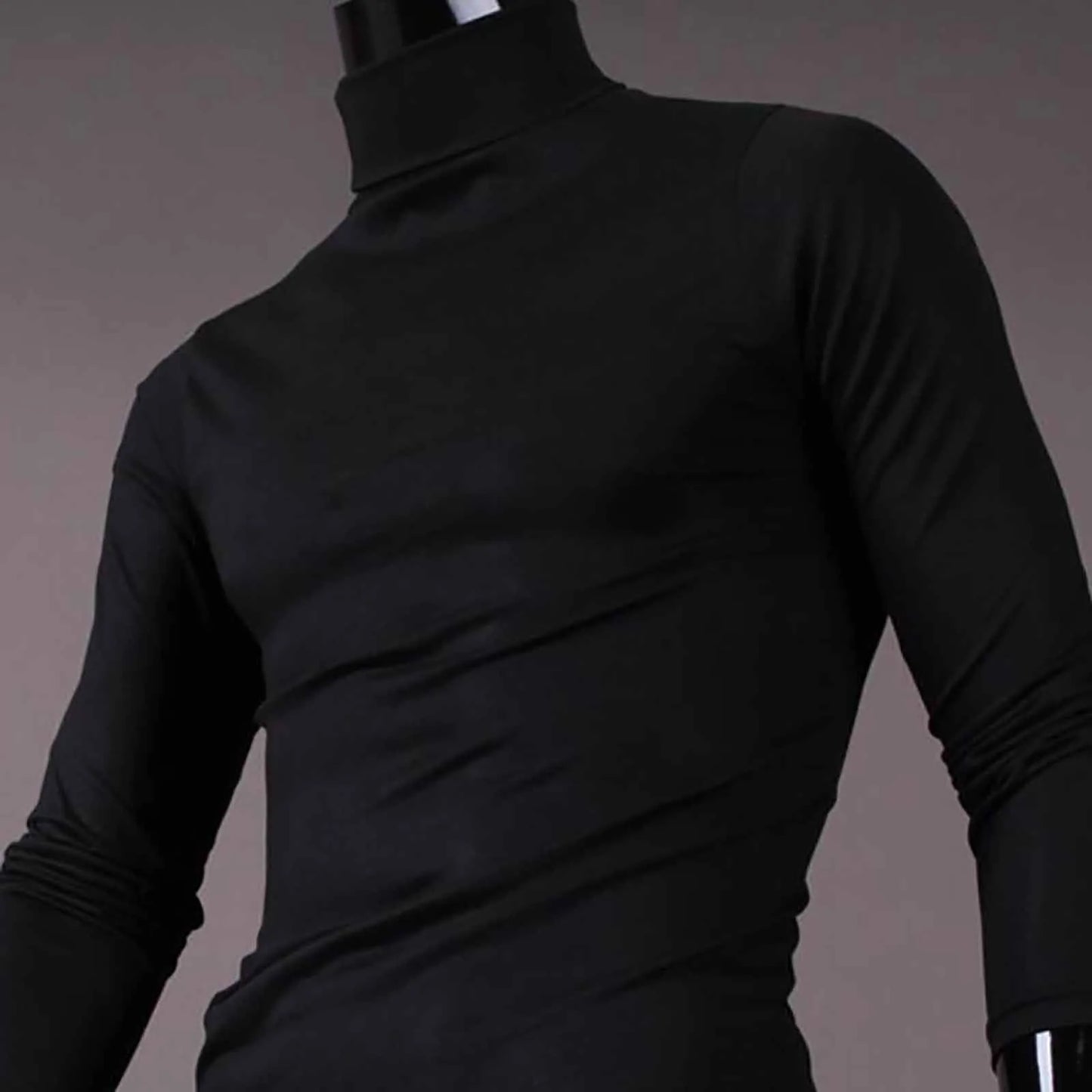 Men's Solid Color High Neck Long Sleeve Basic Top Turtleneck Slim Pullover Sweater Blouse Top