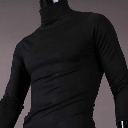 Men's Solid Color High Neck Long Sleeve Basic Top Turtleneck Slim Pullover Sweater Blouse Top