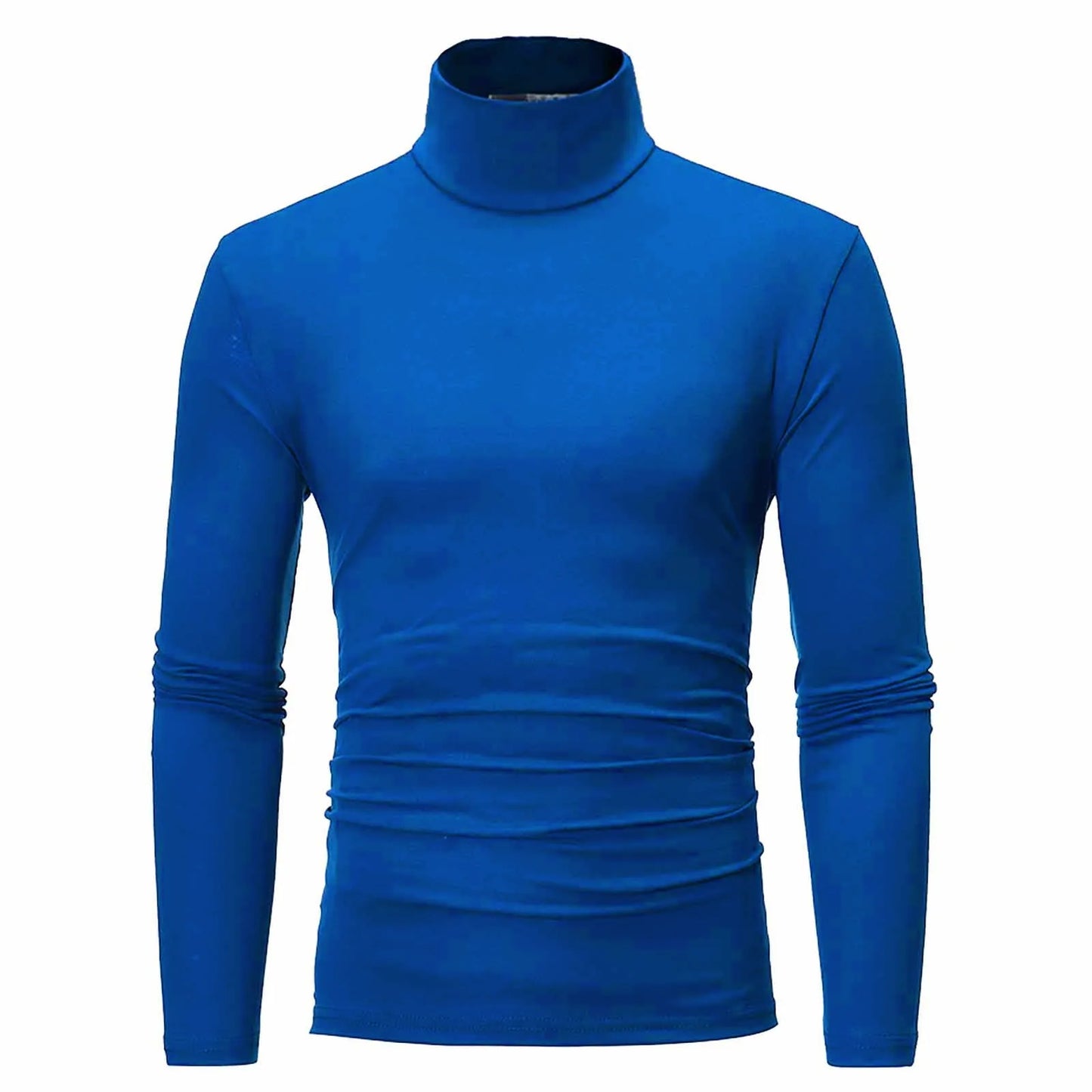 Men's Solid Color High Neck Long Sleeve Basic Top Turtleneck Slim Pullover Sweater Blouse Top